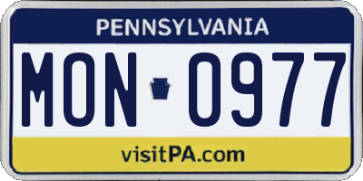 PA license plate MON0977