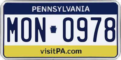 PA license plate MON0978