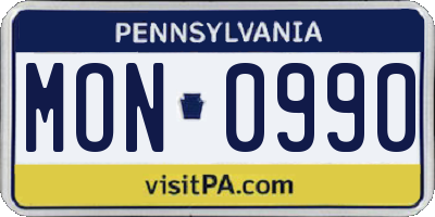 PA license plate MON0990