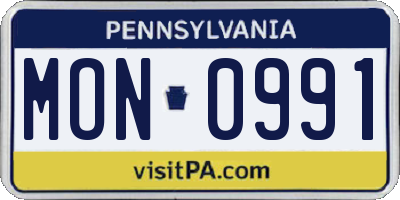 PA license plate MON0991