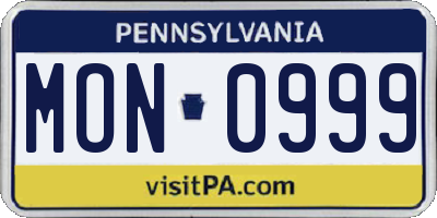 PA license plate MON0999