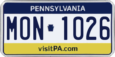 PA license plate MON1026