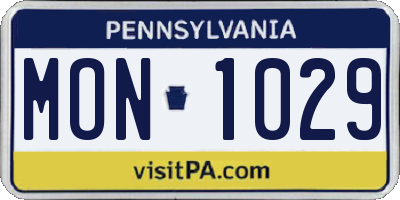 PA license plate MON1029