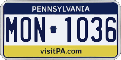 PA license plate MON1036
