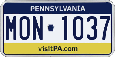 PA license plate MON1037