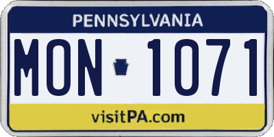 PA license plate MON1071