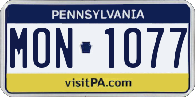 PA license plate MON1077