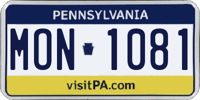 PA license plate MON1081