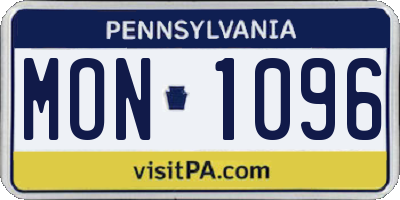 PA license plate MON1096