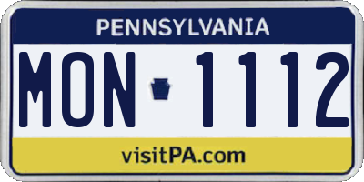 PA license plate MON1112