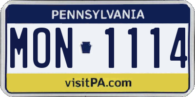 PA license plate MON1114