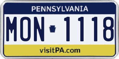 PA license plate MON1118