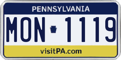 PA license plate MON1119