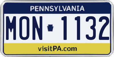 PA license plate MON1132