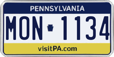 PA license plate MON1134
