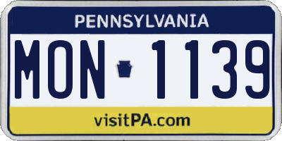 PA license plate MON1139