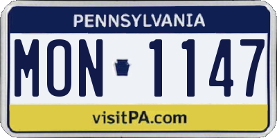 PA license plate MON1147