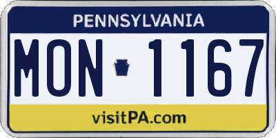 PA license plate MON1167