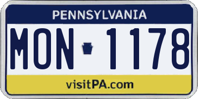PA license plate MON1178
