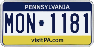 PA license plate MON1181