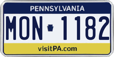 PA license plate MON1182