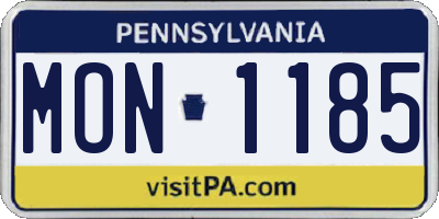 PA license plate MON1185