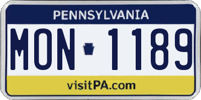 PA license plate MON1189