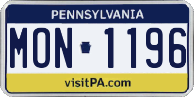 PA license plate MON1196