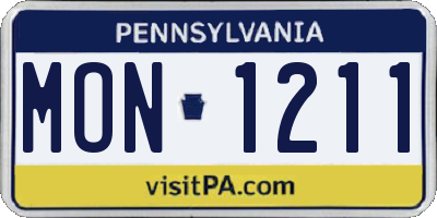 PA license plate MON1211