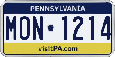 PA license plate MON1214