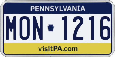 PA license plate MON1216