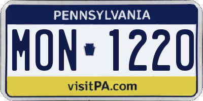 PA license plate MON1220