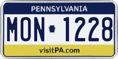 PA license plate MON1228