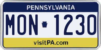 PA license plate MON1230