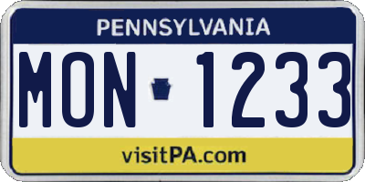 PA license plate MON1233