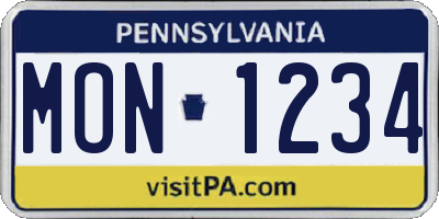 PA license plate MON1234