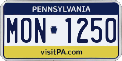 PA license plate MON1250