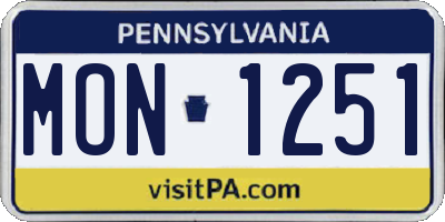 PA license plate MON1251