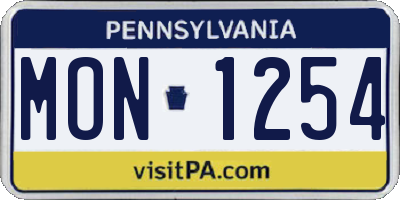 PA license plate MON1254