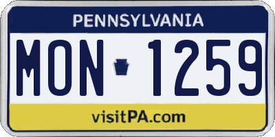 PA license plate MON1259