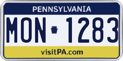 PA license plate MON1283