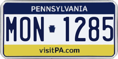 PA license plate MON1285