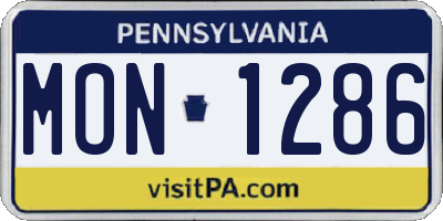 PA license plate MON1286