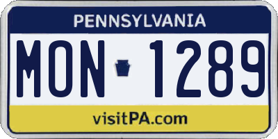 PA license plate MON1289