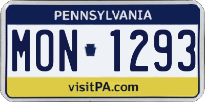 PA license plate MON1293