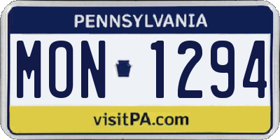 PA license plate MON1294