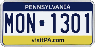 PA license plate MON1301