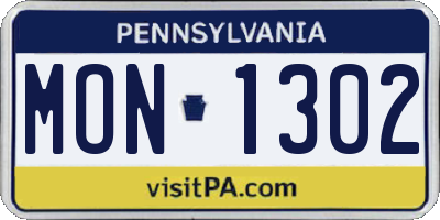PA license plate MON1302