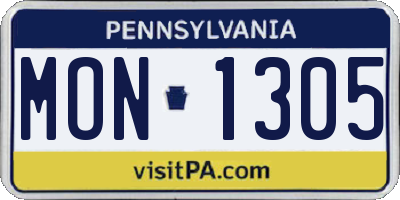PA license plate MON1305