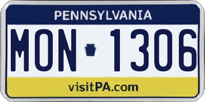 PA license plate MON1306